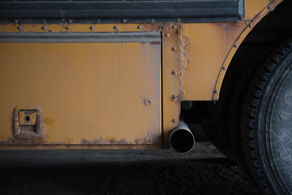 Rust eats away at the buses in Rudyard's aging fleet.