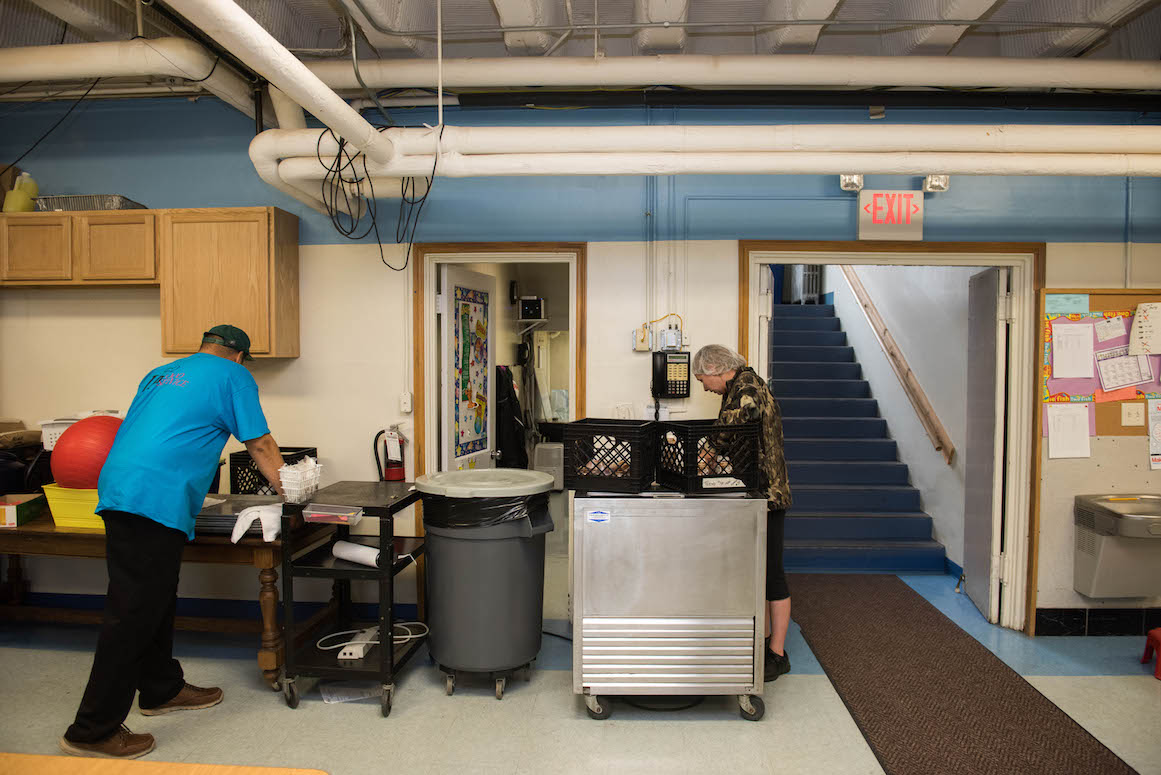 Because the school does not have a kitchen, a contractor must deliver food each day to students--nearly 70% of whom receive free or reduced lunch.