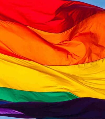 Flag waving with rainbow colors