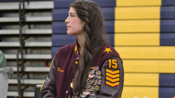Marina Goocher pictured in wrestling jacket