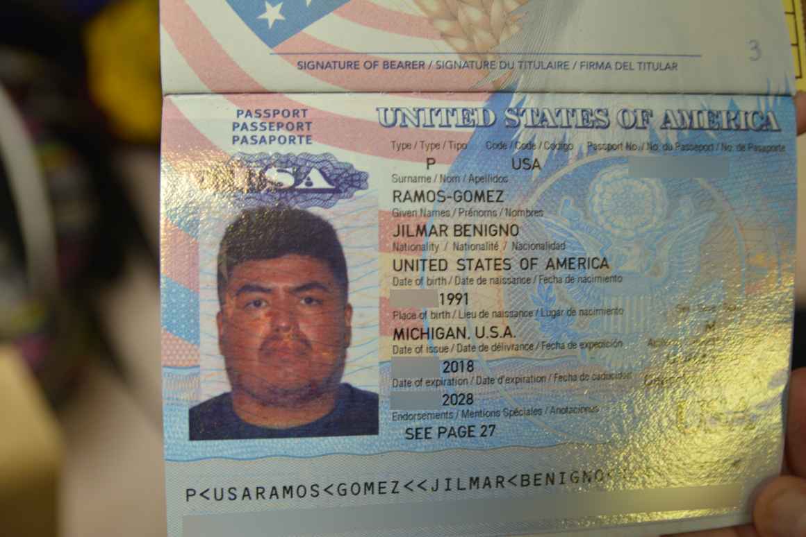 redacted photo of Jilmar Ramos-Gomez's passport