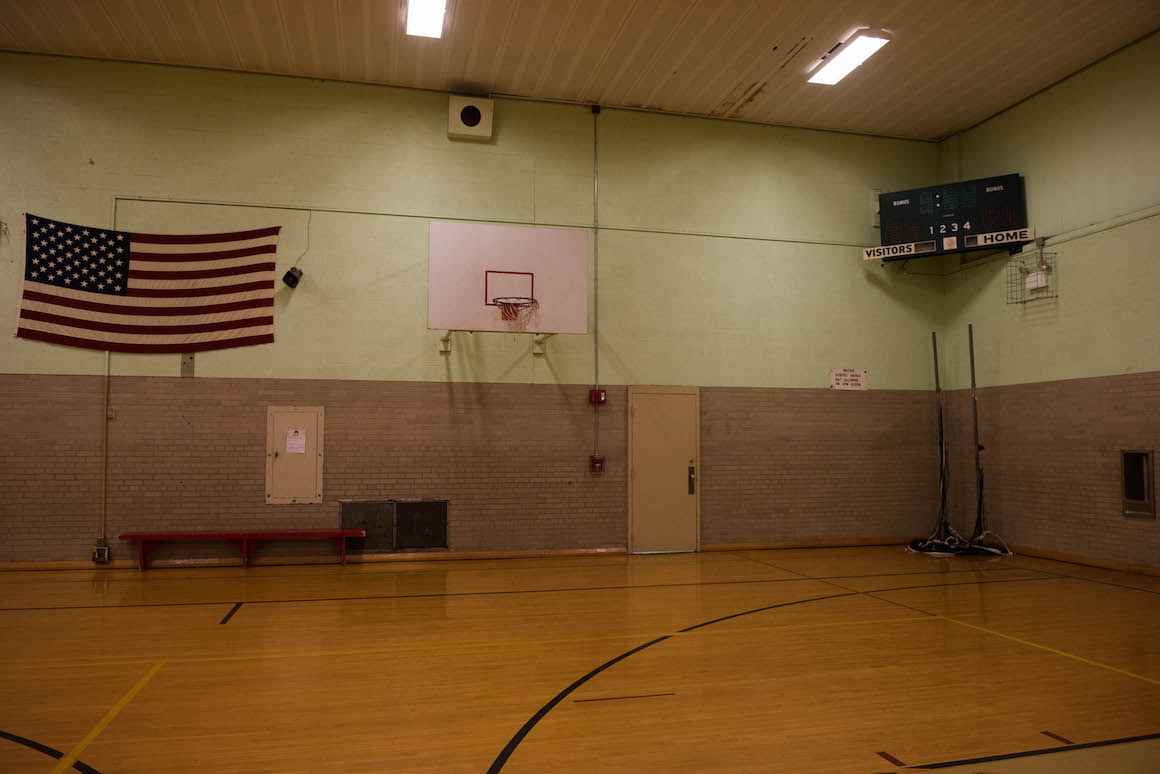 The gymnasium at Nelson Elementary, a PreK-5 school in Muskegon that was erected in 1929 and currently houses around 330 students.