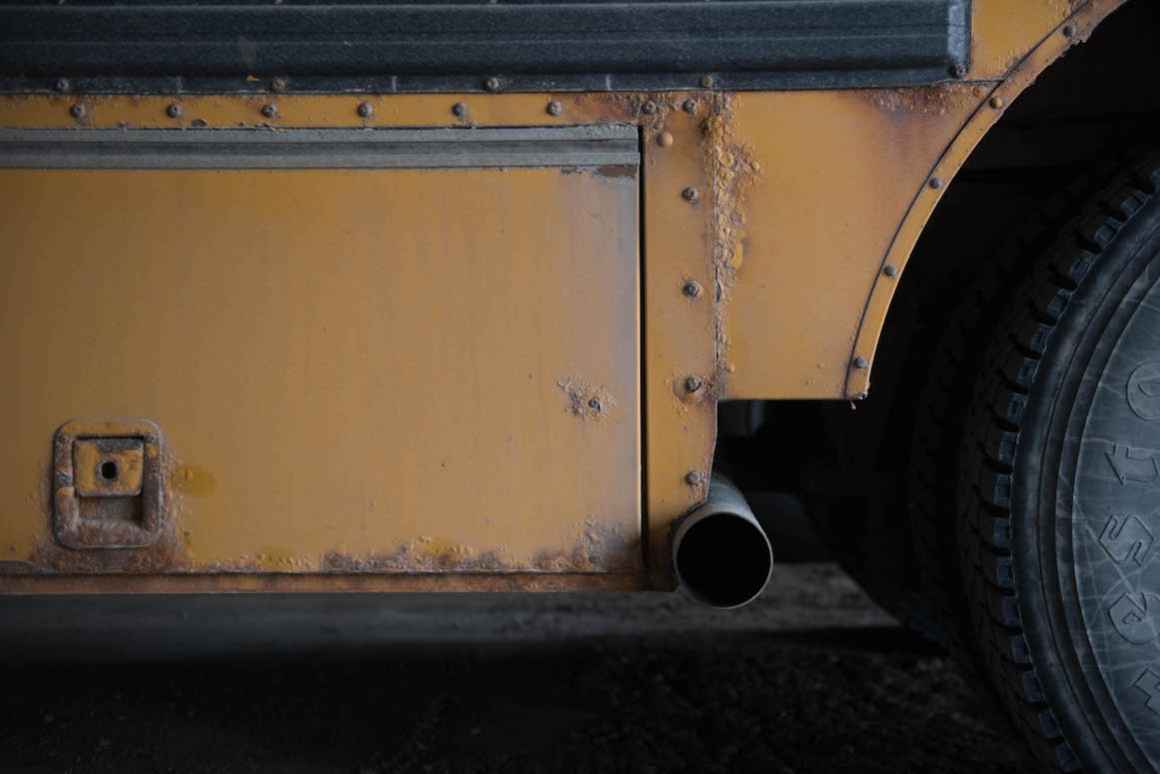 Rust eats away at the buses in Rudyard's aging fleet.