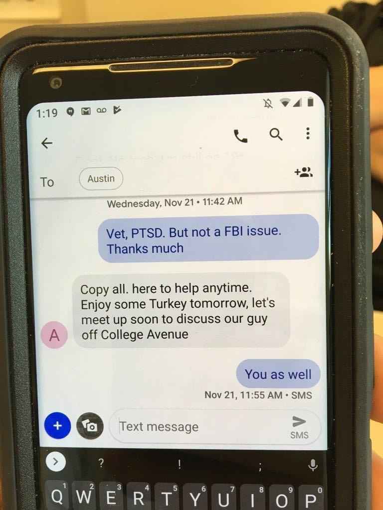 screen shot of texts between police about Jilmar Ramos-Gomez