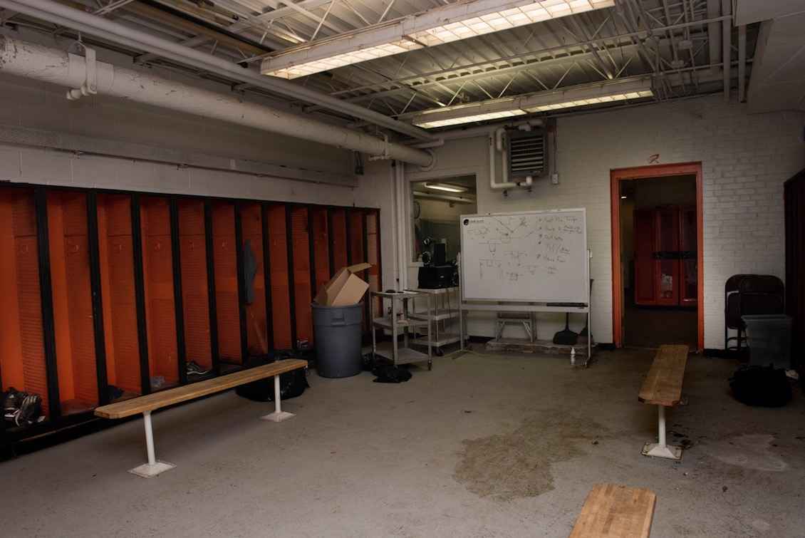  The high-school boys' locker room is in desperate need of renovation.