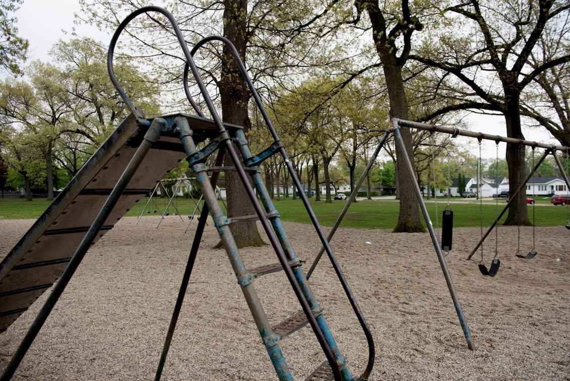 Muskegon Superintendent Jon Felske explains, “When I closed schools, I consolidated playgrounds, but you can’t move playground equipment. Once you move it, its considered out of code. 