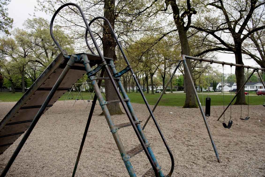 Muskegon Superintendent Jon Felske explains, “When I closed schools, I consolidated playgrounds, but you can’t move playground equipment. Once you move it, its considered out of code.