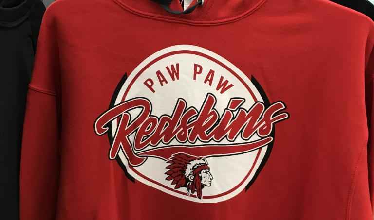 Red sweatshirt of "Paw Paw Redskins"