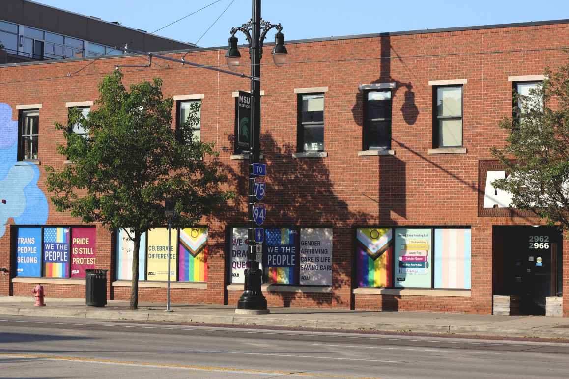 Pride window display aclu-mich