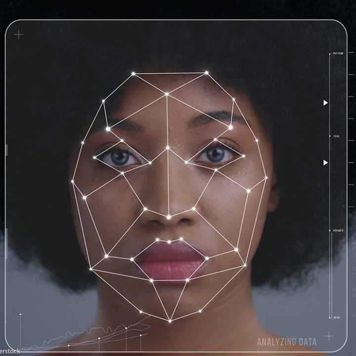 technological scanning of an Afro-American woman's face
