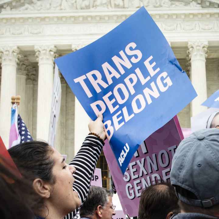 Trans People Belong sign