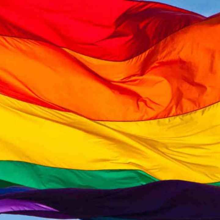 Flag waving with rainbow colors