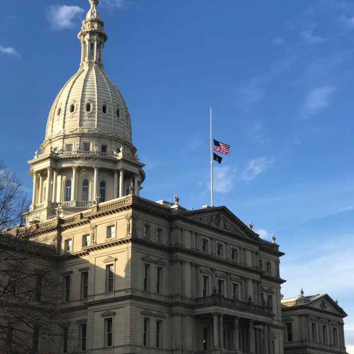 Michigan state capitol building side angle