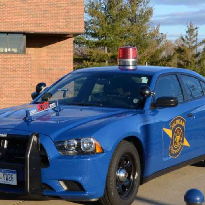 Blue Michigan State Police patrol car